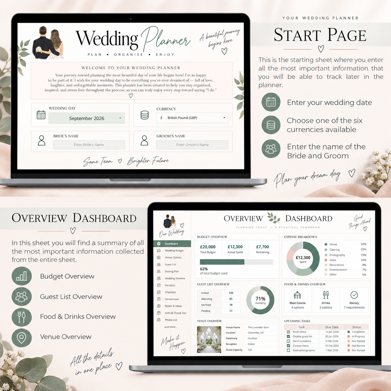 All-in-One Wedding Planner | Excel & Google Sheets