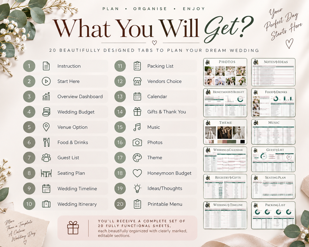 All-in-One Wedding Planner | Excel & Google Sheets